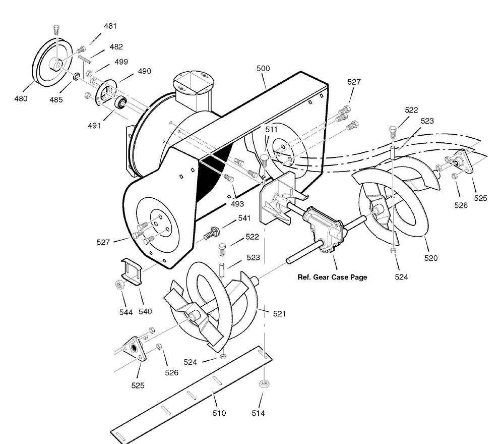 Auger Housing Diagram and Parts List for 1695372-6240900X43 2007 Briggs and Stratton Snow Blower